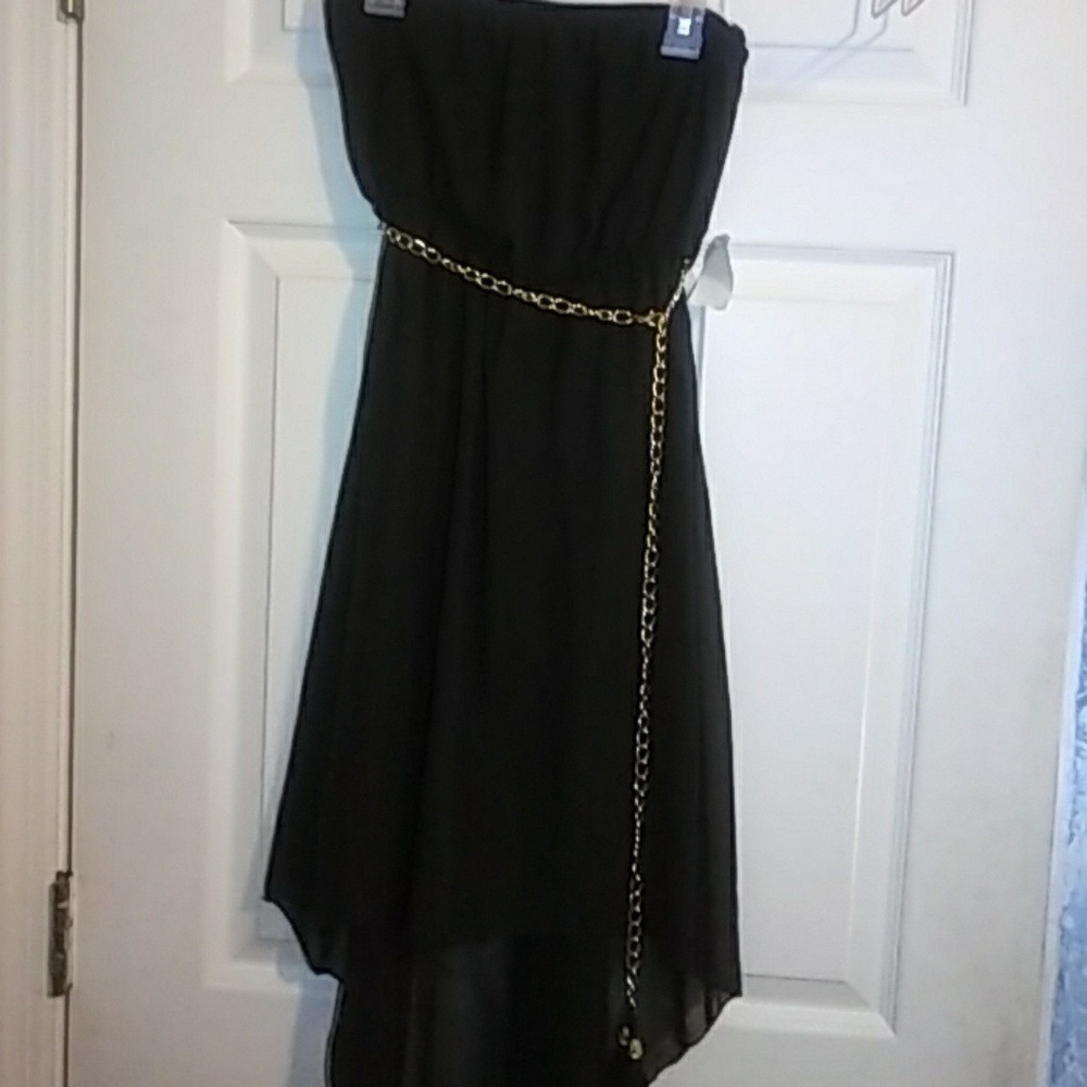 Black Strapless High/Low Dress